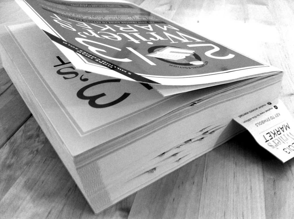 bookmarked, paper clipped, 2013 Writer's Market by Robert Lee Brewer black and white photograph on andreabadgley.com